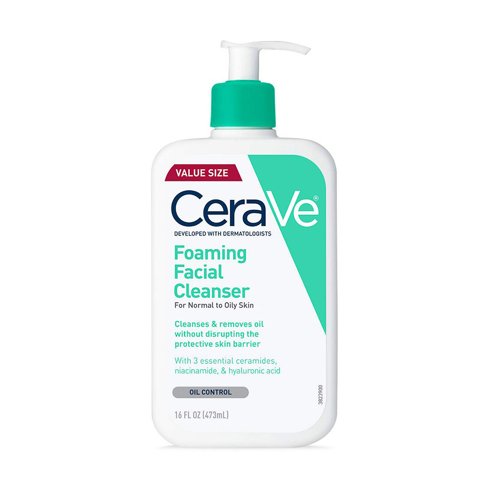 Sữa rửa mặt CeraVe dành cho da thường và da dầu CeraVe Foaming Facial Cleanser 473ml (Oily Skin Xanh Ngọc)