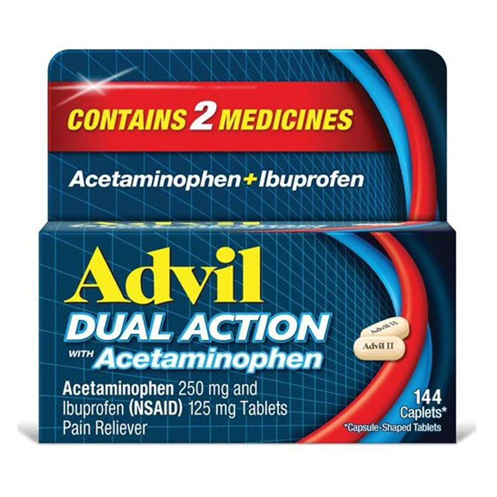Viên giảm đau, hạ sốt Advil Dual Action Acetaminophen 250mg Ibuprofen 125mg 144 Caplets
