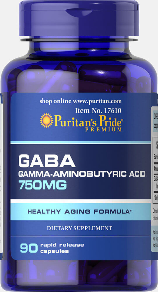 Viên uống bổ não, giảm stress Gaba Gamma-Aminobutyric 750mg Puritan's Pride 90 Viên