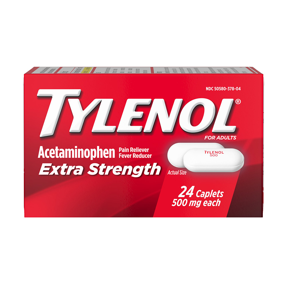 Viên uống giảm đau hạ sốt Tylenol Acetaminophen Extra Strength 500mg 24 Viên.