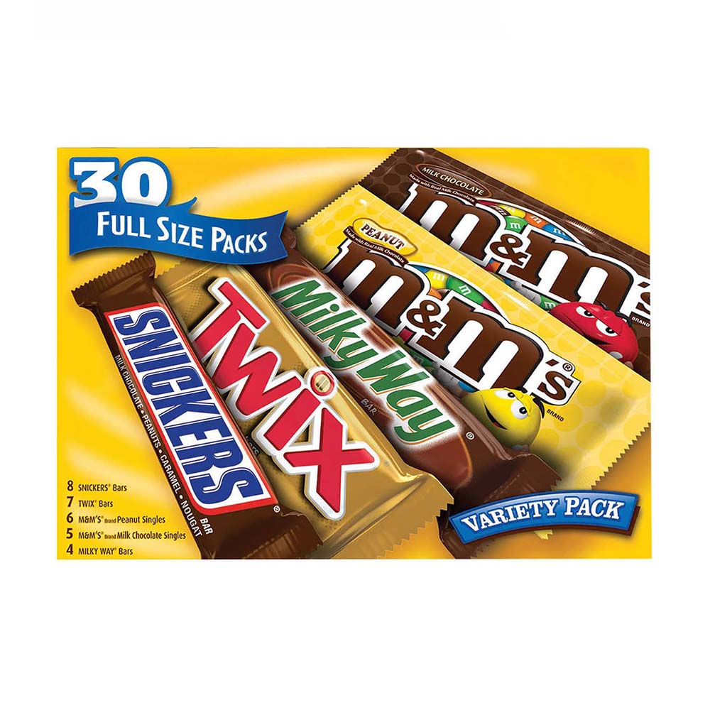 Socola tổng hợp 5 loại M&M Mars Chocolate Full Size Packs 30 gói 1521.3g (Hộp Vàng)