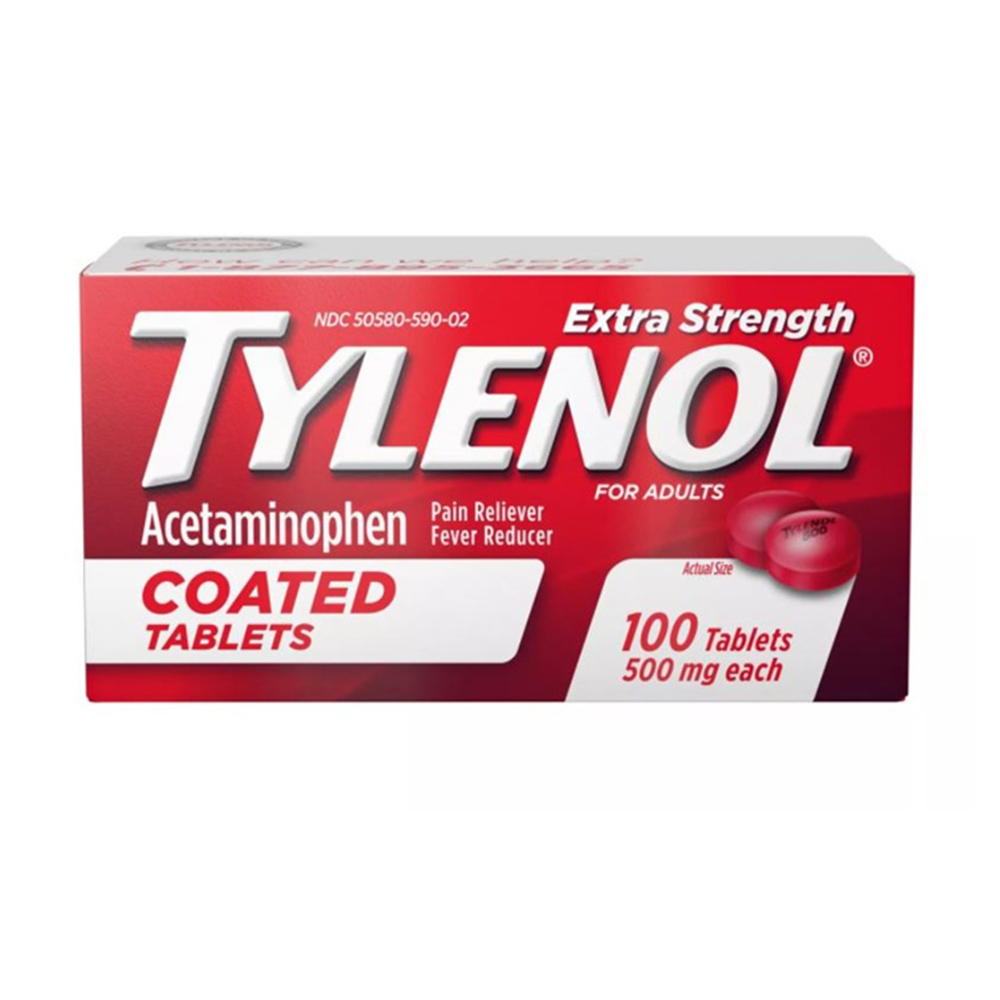 Viên giảm đau hạ sốt Tylenol Extra Strength Coated Tablets 500mg 100 viên.