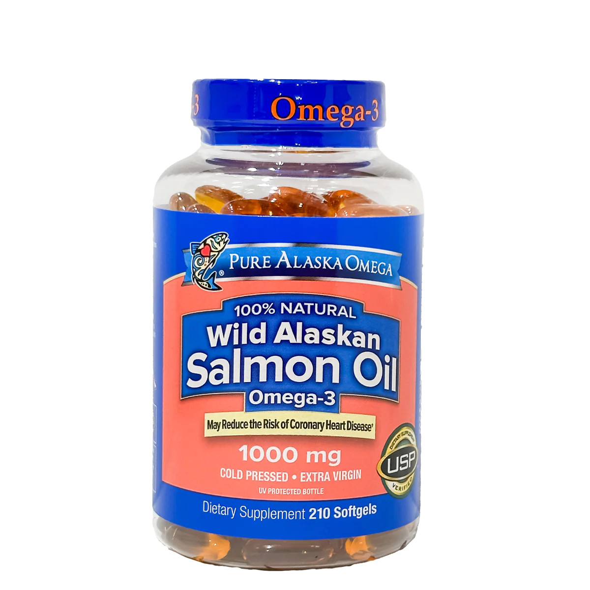 Viên dầu cá hồi Pure Alaska Omega 3 Wild Salmon Oil 1,000MG hộp 210 viên.