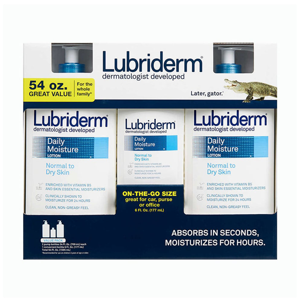 Set sữa dưỡng thể Lubriderm Daily Moisture Lotion 709ml x2 + 177ml x1
