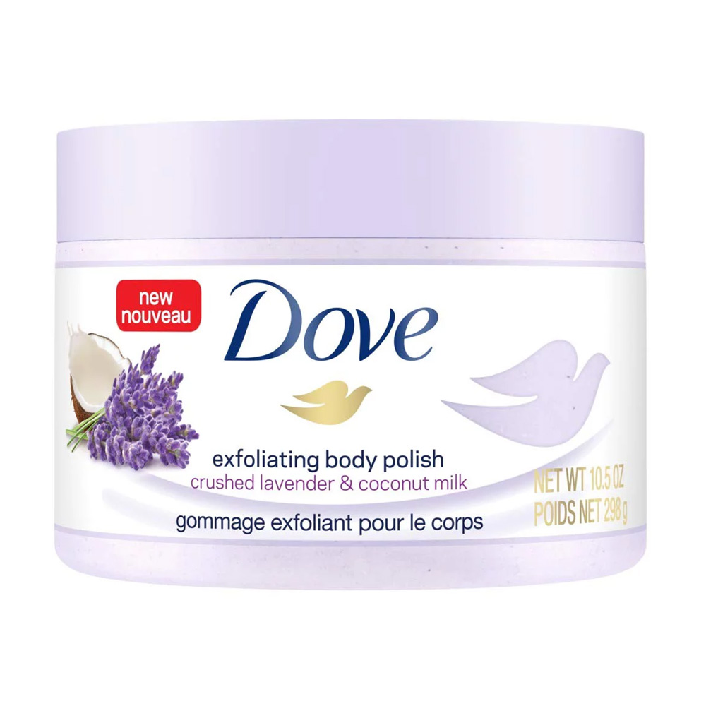 Tẩy tế bào chết Dove Exfoliating Body Polish 298g - Lavender & sữa dừa