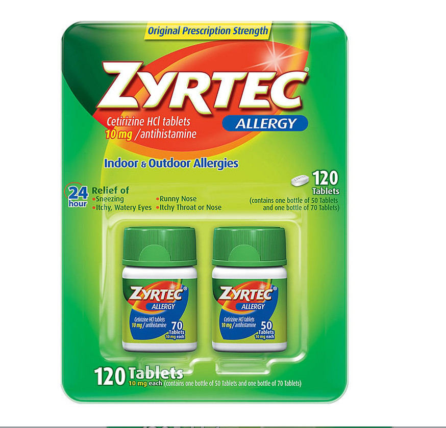 ⚠️ [Hết hàng]Viên chống dị ứng Zyrtec Antihistamine Allergy 10mg 120 Tablets