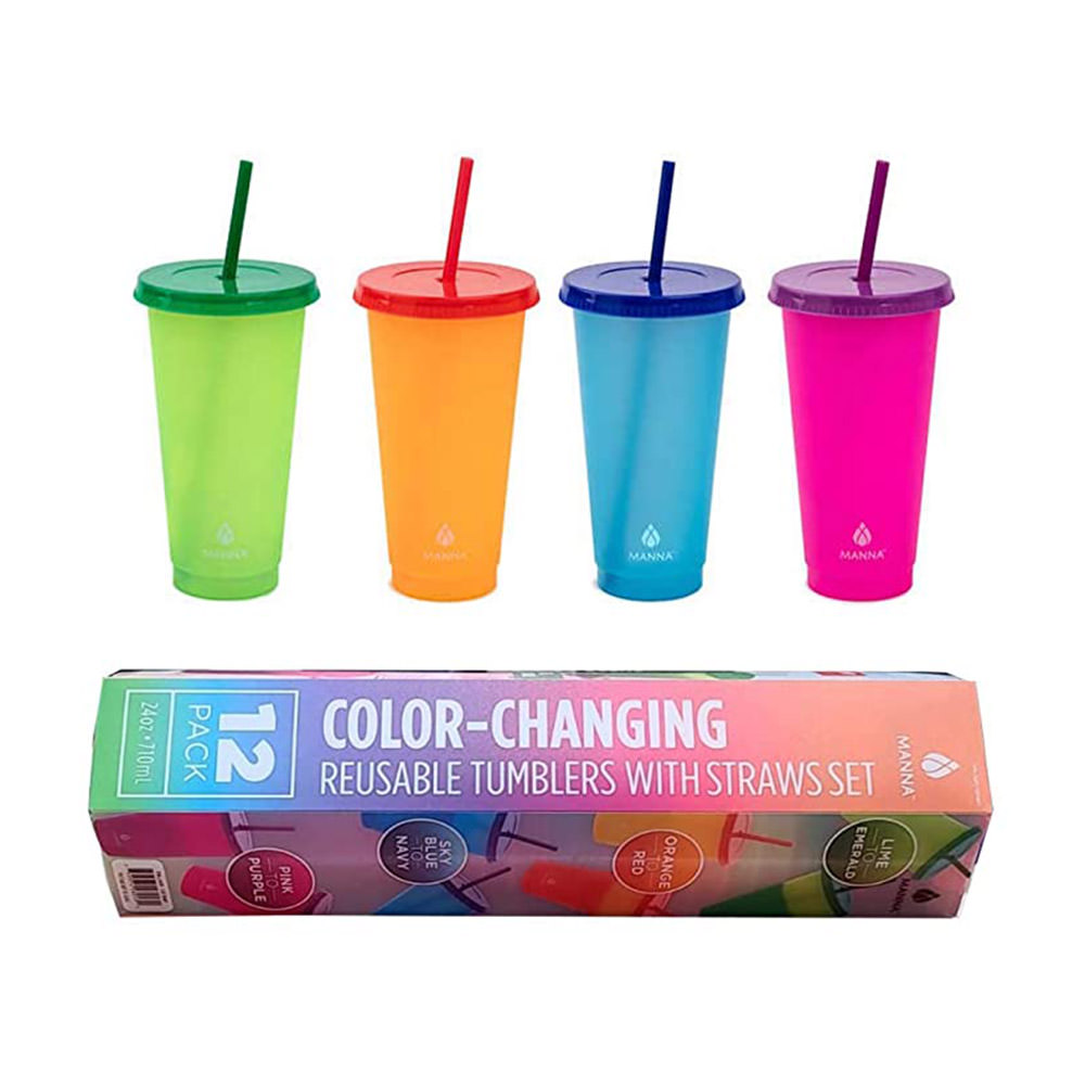 Set 12 ly đổi màu Manna Color Changing Plastic Tumblers
