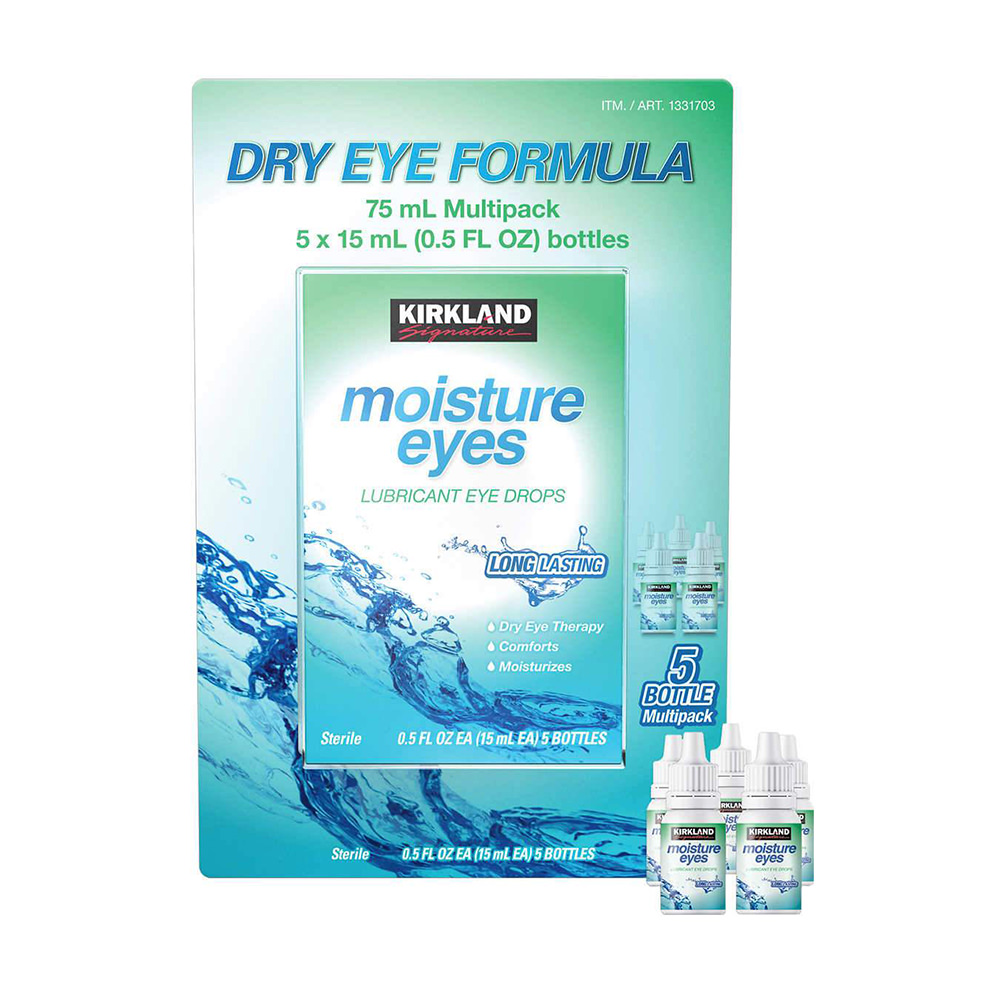 Nhỏ mắt Kirkland Signature Moisture Eyes Dry Eye Therapy Drops, 75 ml (15ml x 5 chai)