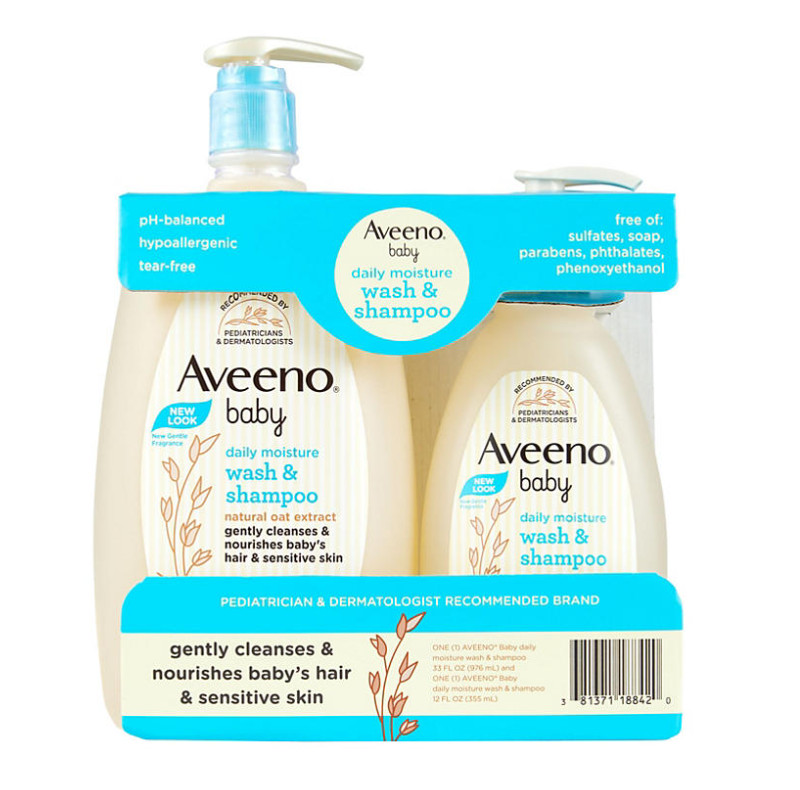 Bộ sản phẩm dầu gội & dưỡng ẩm hàng ngày cho bé Aveeno 2-in-1 Baby Wash and Shampoo with Natural Oat Extract (976ml & 355ml)