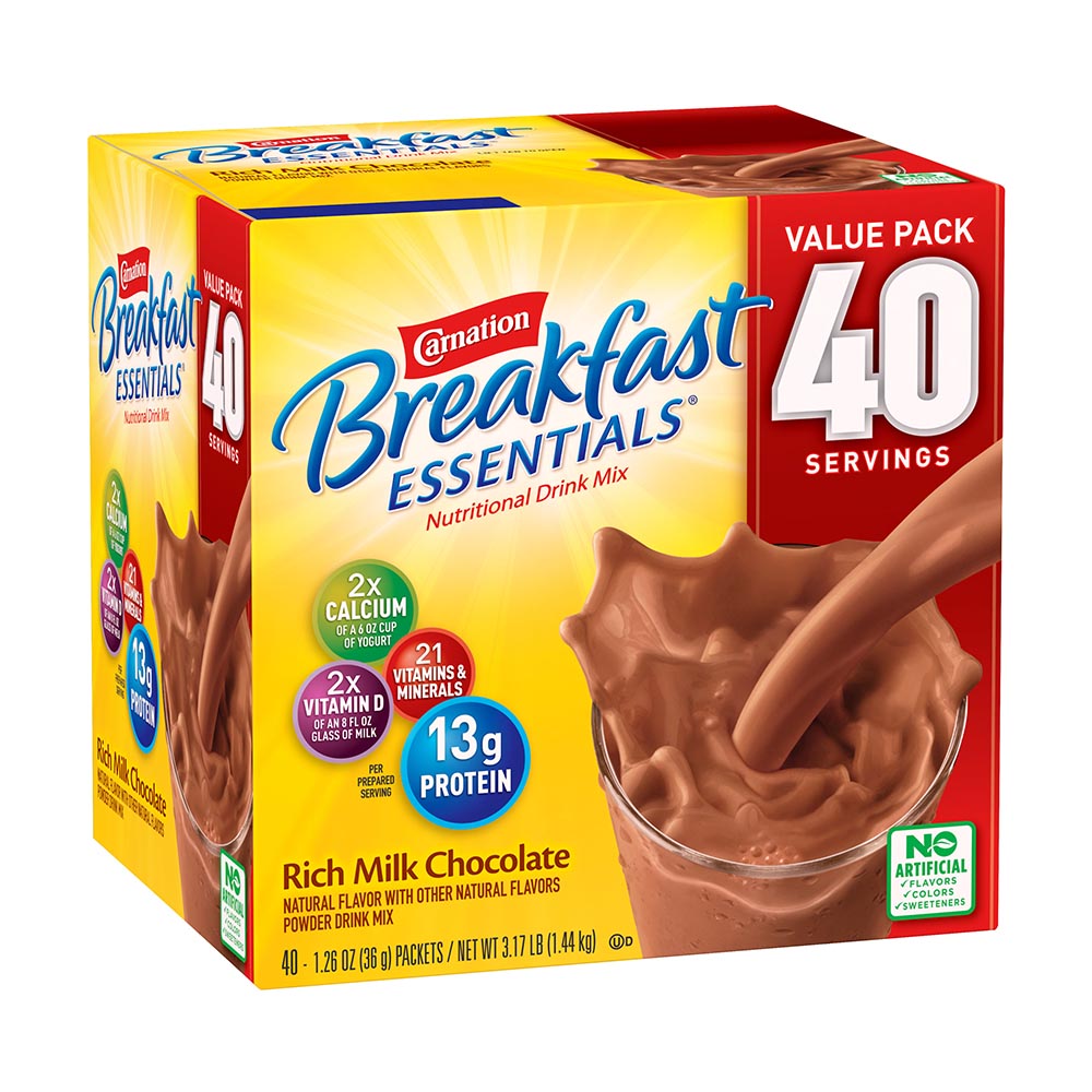 Sữa bột sinh dưỡng CARNATION BREAKFAST ESSENTIALS Rich Milk Chocolate 40-1.26 oz. Packets