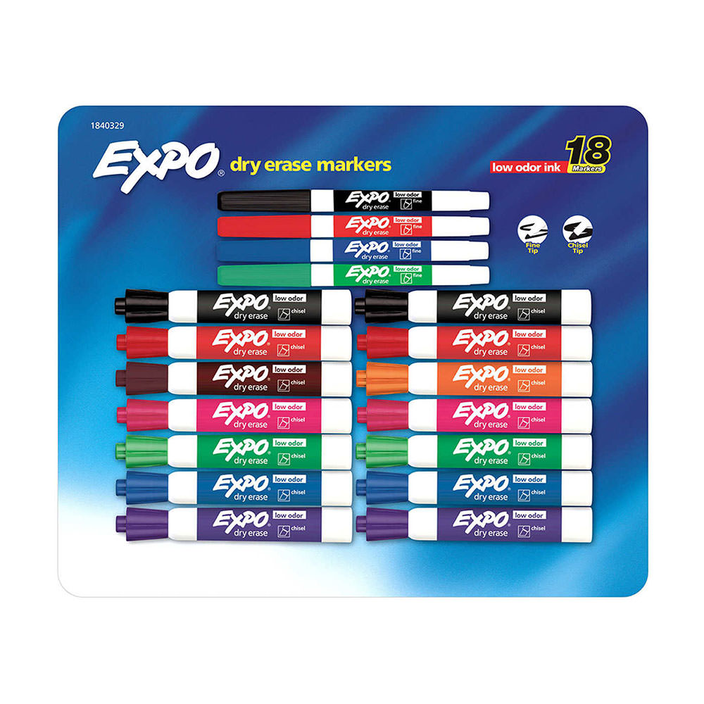 Bút Lông Viết Bảng Xóa Được Expo Low Odor Dry Erase Markers, Set 18 cây