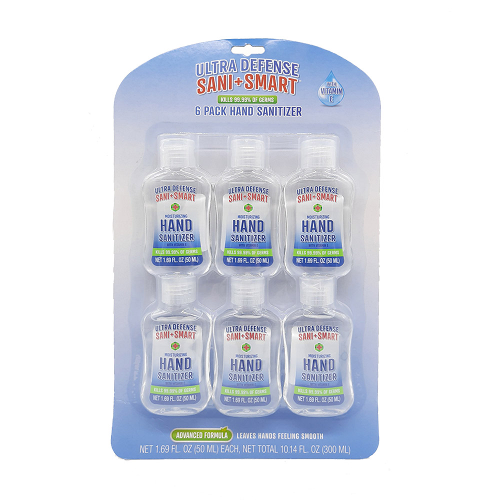 Gel rửa tay khô diệt khuẩn 99.99% Ultra Defense Sani + Smart Hand Sanitizer 50ml vỉ 6 chai của Mỹ