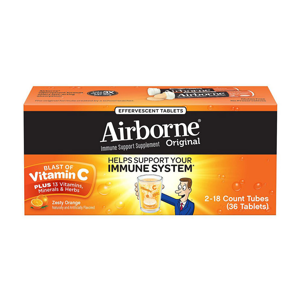 Viên sủi C Airborne Immune Support Vitamin C 1000mg 36 viên (Cam)