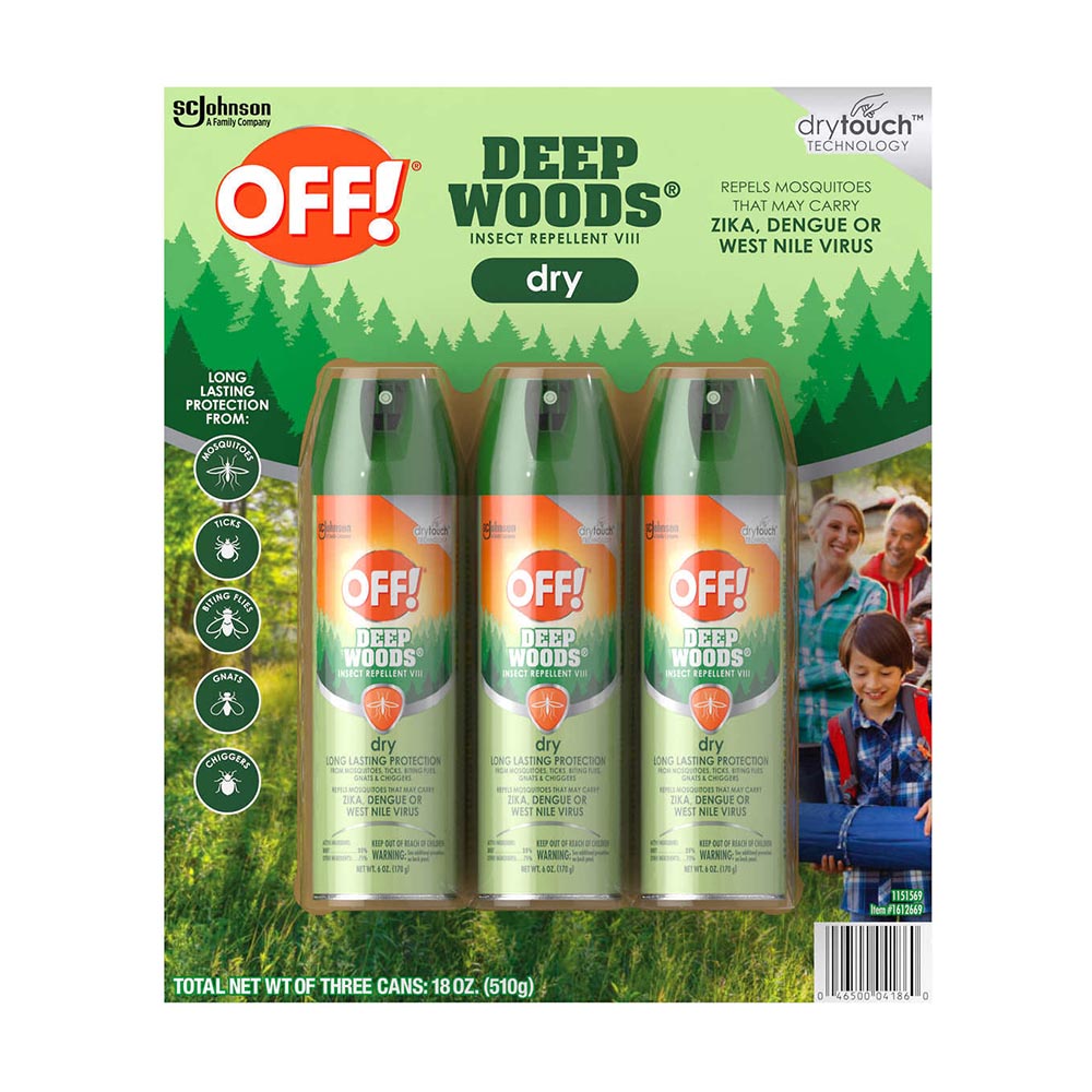 Xịt chống muỗi và côn trùng OFF! Deep Woods Dry 170g x3 chai