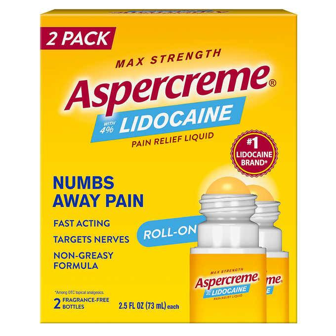 Dầu Nóng Dạng Lăn Giảm Đau Nhanh Tại Chỗ Aspercreme Lidocaine No-Mess Roll-On - Set 2 chai 73ml