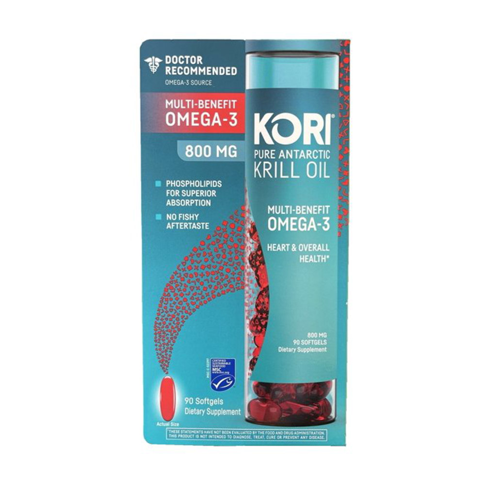 Dầu nhuyễn thể Kori Pure Antarctic Krill Oil Multi-Benefit Omega-3, 800mg 90 Viên