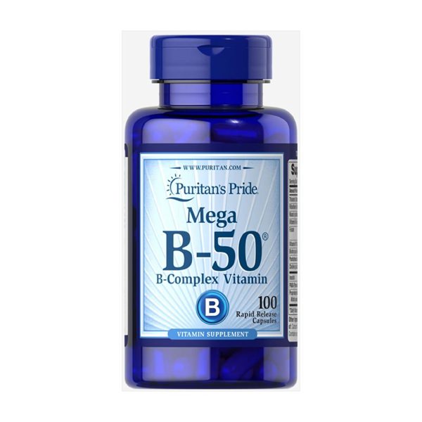 Viên uống bổ sung Vitamin B tổng hợp Puritan's Pride Mega B-50 B-Complex Vitamin 100 viên