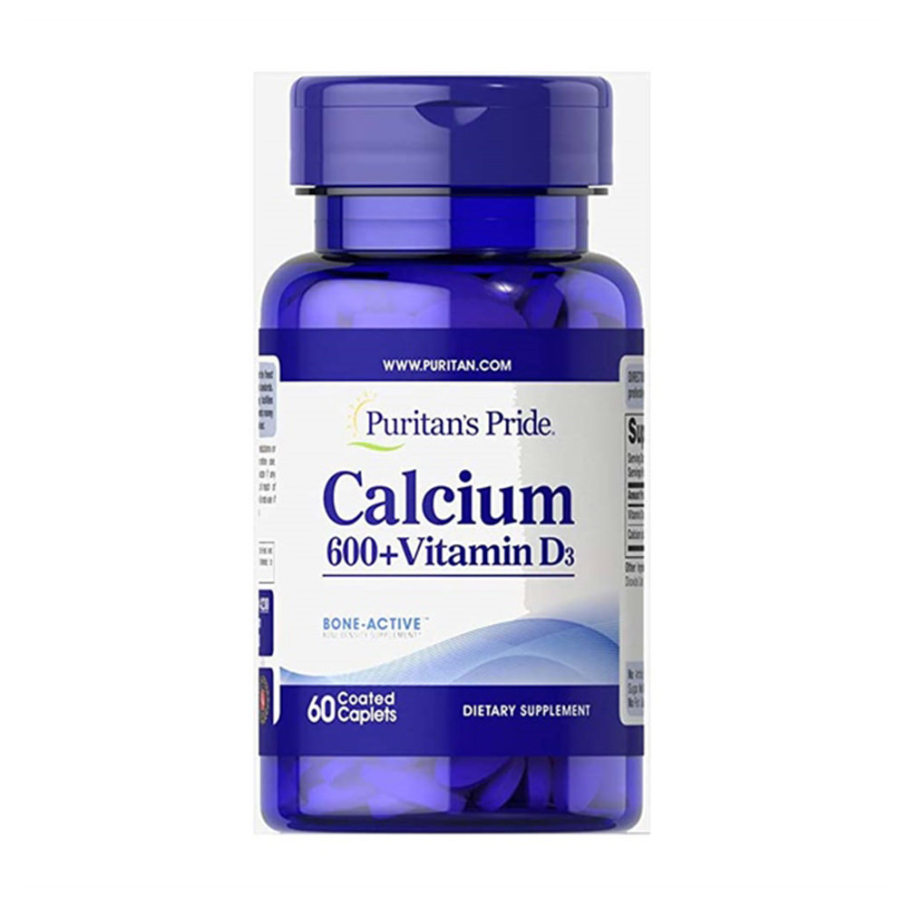 Viên uống bổ sung Canxi và Vitamin D3 chống loãng xương Puritan's Pride Calcium 600 + Vitamin D3 hộp 60 viên