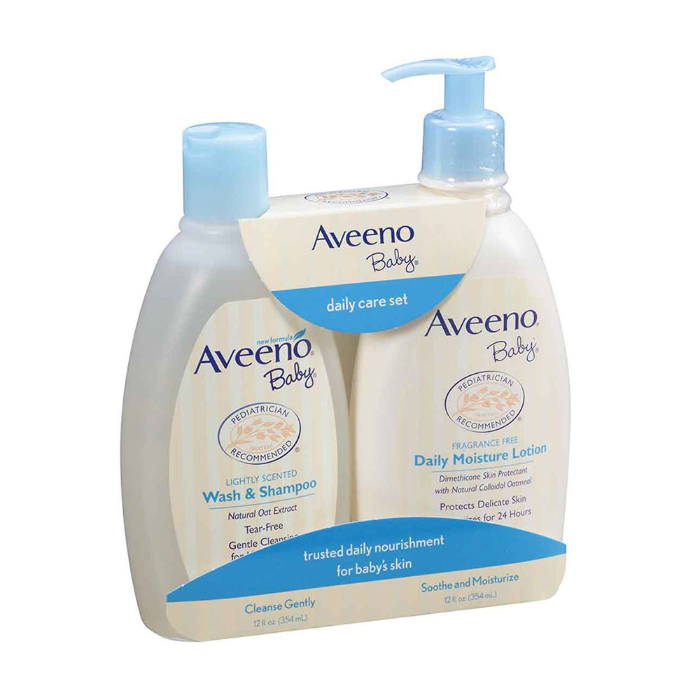 Bộ sản phẩm dầu gội & dưỡng ẩm hàng ngày cho bé Aveeno 2-in-1 Baby Wash and Shampoo with Natural Oat Extract (976ml & 355ml)