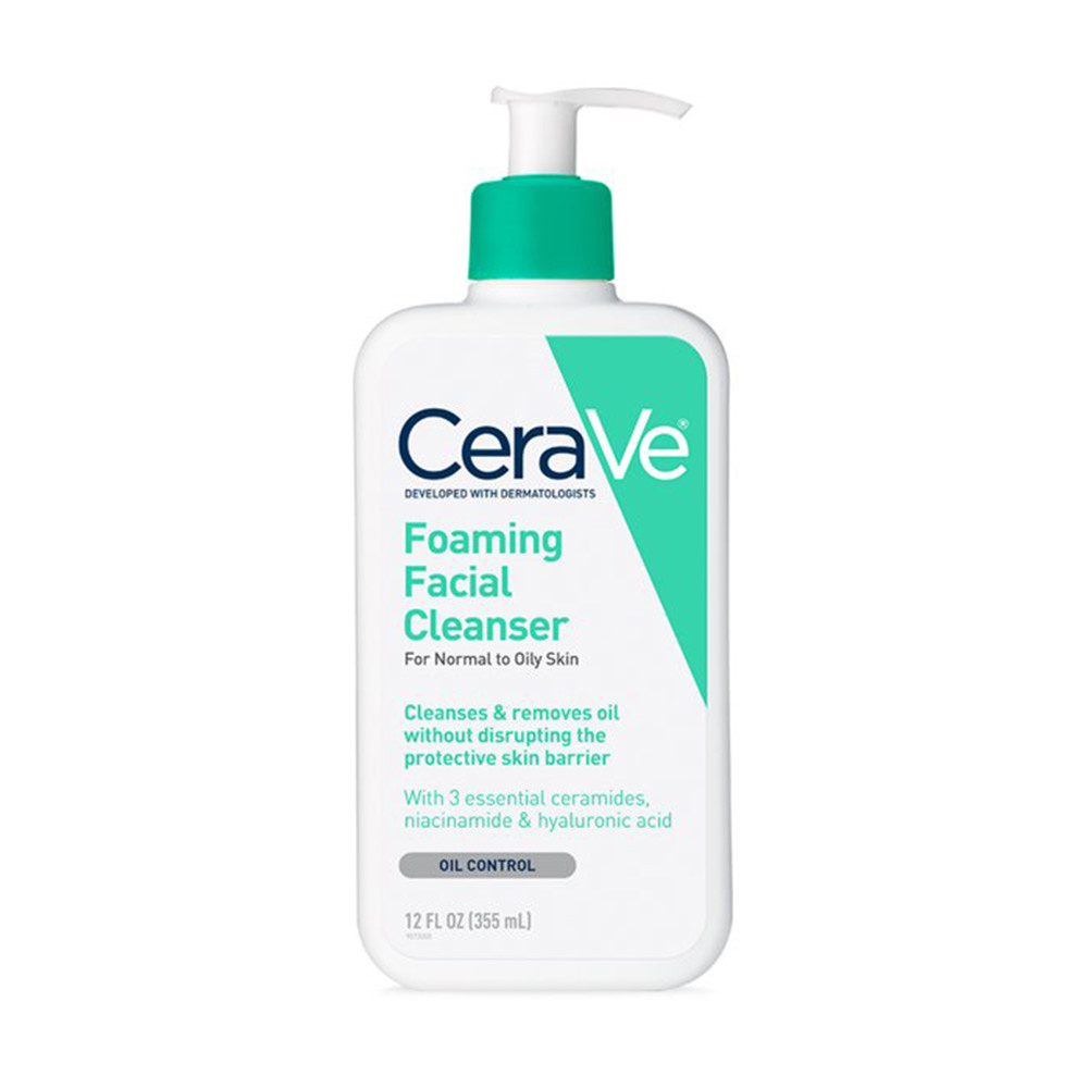 Sữa rửa mặt CeraVe dành cho da thường và da dầu CeraVe Foaming Facial Cleanser 355ml (Oily Skin Xanh Ngọc)