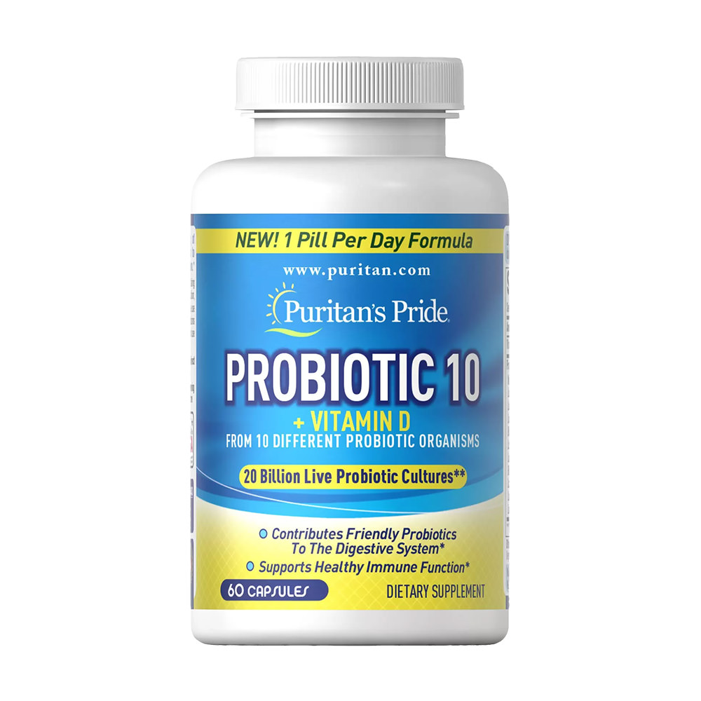 Viên uống lợi khuẩn Puritan's Pride Probiotic 10 with Vitamin D 60 viên