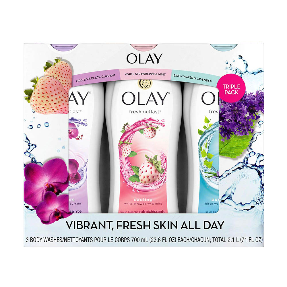 Bộ sản phẩm sữa tắm Olay Fresh Outlast Body Wash 700ml x3 (set 3 màu).