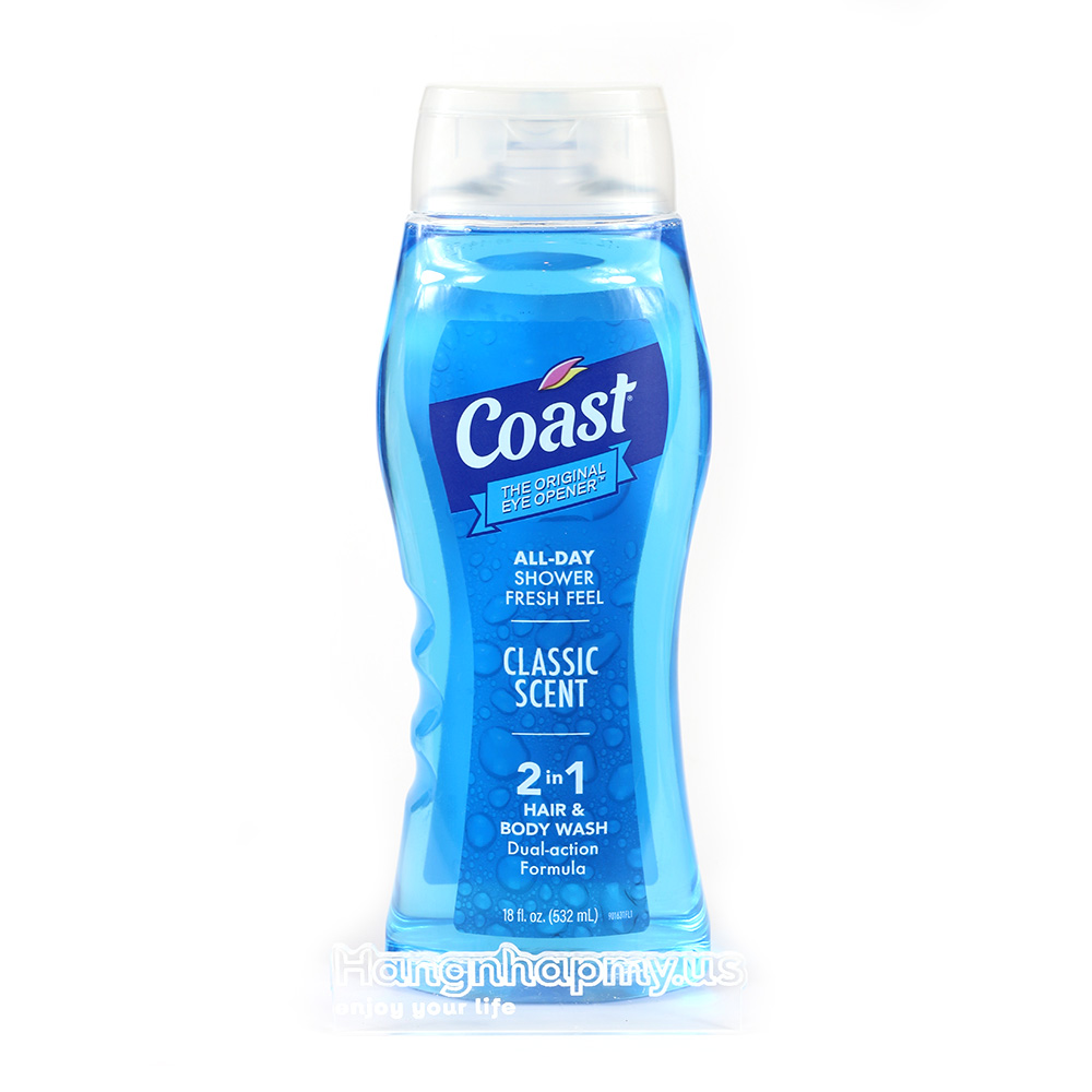 Sữa tắm gội Coast Hair & Body Wash Classic Pacific Force Scent 532 ml của Mỹ (Mẫu mới)