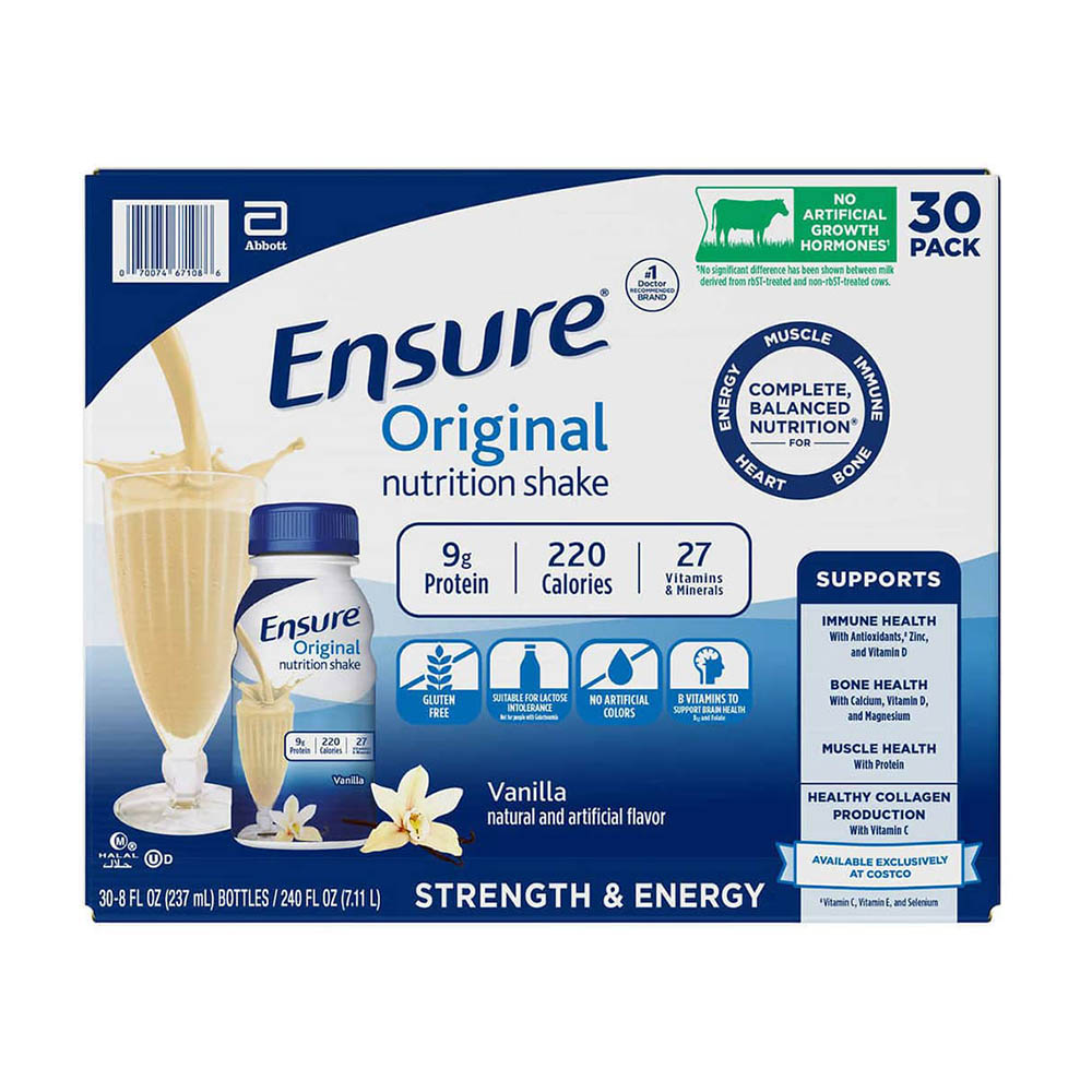 Sữa Ensure nước hương Vani Ensure Original Vanilla 237ml Thùng 30 chai