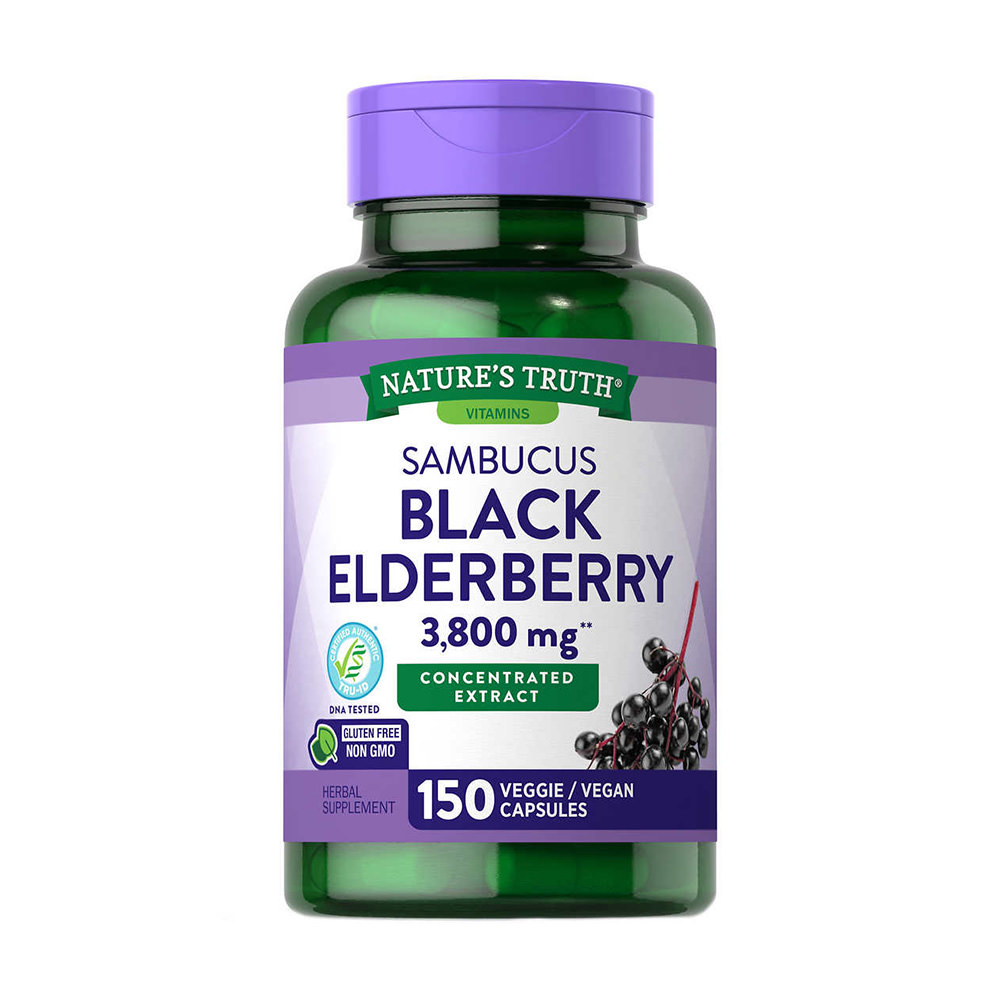 Viên Chống Oxy hóa, Tăng Cường Đề Kháng Nature's Truth Sambucus Black Elderberry 3800mg 150 Vegetarian/Vegan Capsules