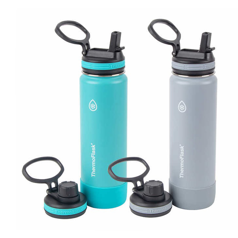⚠️ [Hết hàng] Set 2 bình giữ nhiệt ThermoFlask Straw and Spout 24oz 710ml Stainless Steel Insulated Bottle, 2-pack