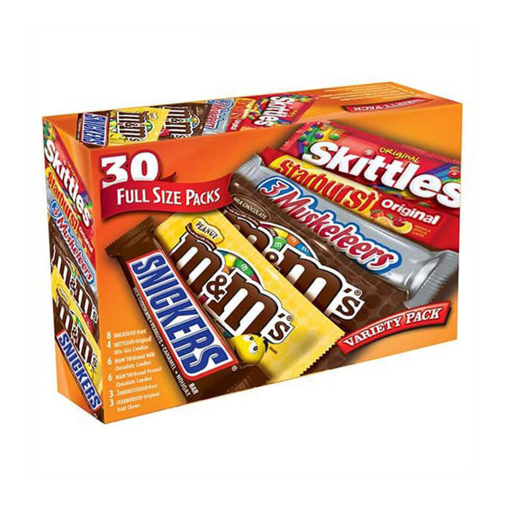 Socola tổng hợp 6 loại M&M’s Mars Chocolate Variety Pack 30 gói 1.5kg (hộp Cam)