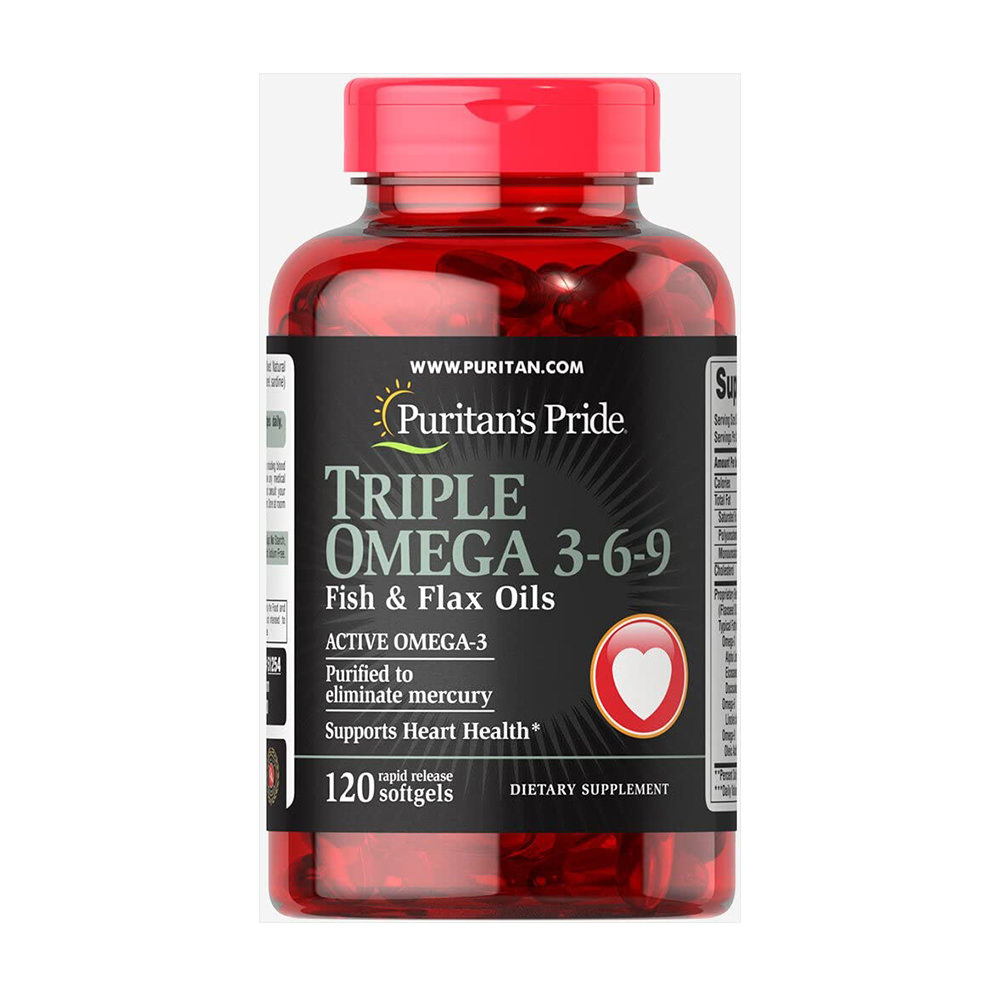 ⚠️ [Hết hàng]Dầu cá bổ tim mạch Puritan’s Pride Triple Omega 3-6-9 Fish & Flax Oils 120 viên
