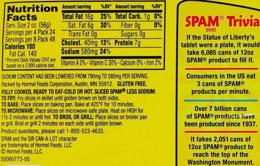 Thịt hộp Glorious Spam 25% Less Sodium 340g