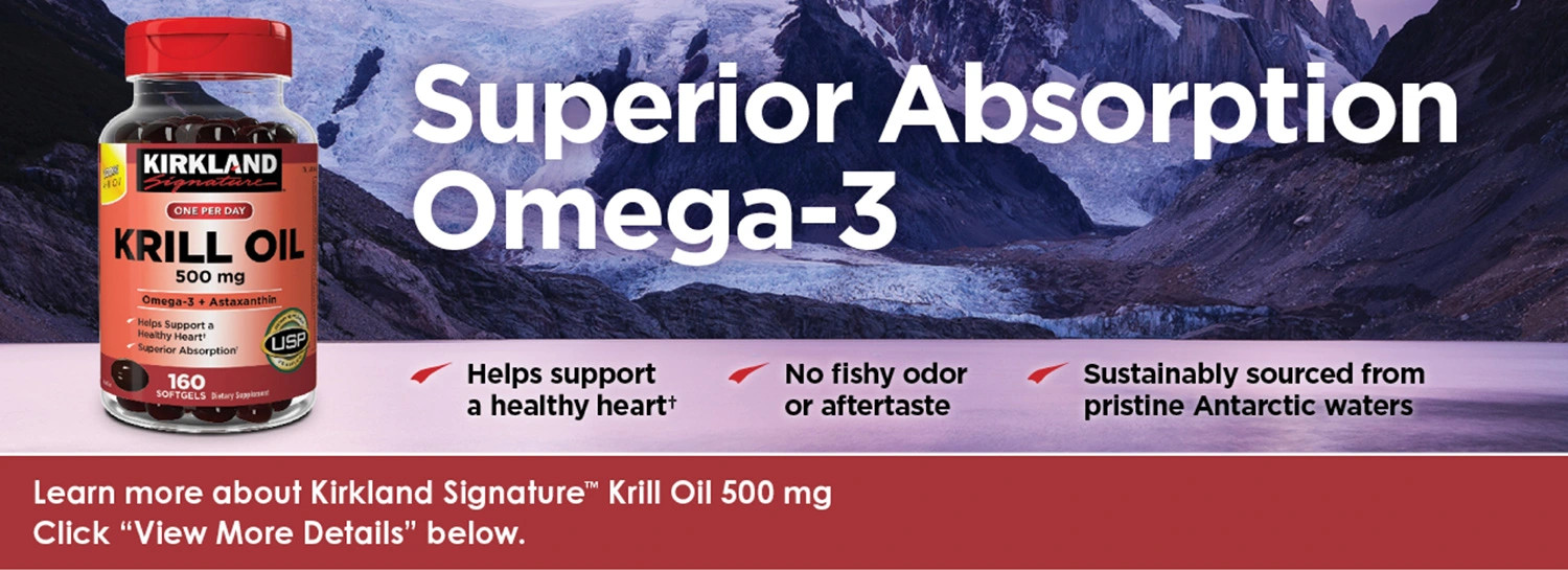 Dầu nhuyễn thể (dầu tôm) Kirkland Signature Krill Oil 500mg 160 viên