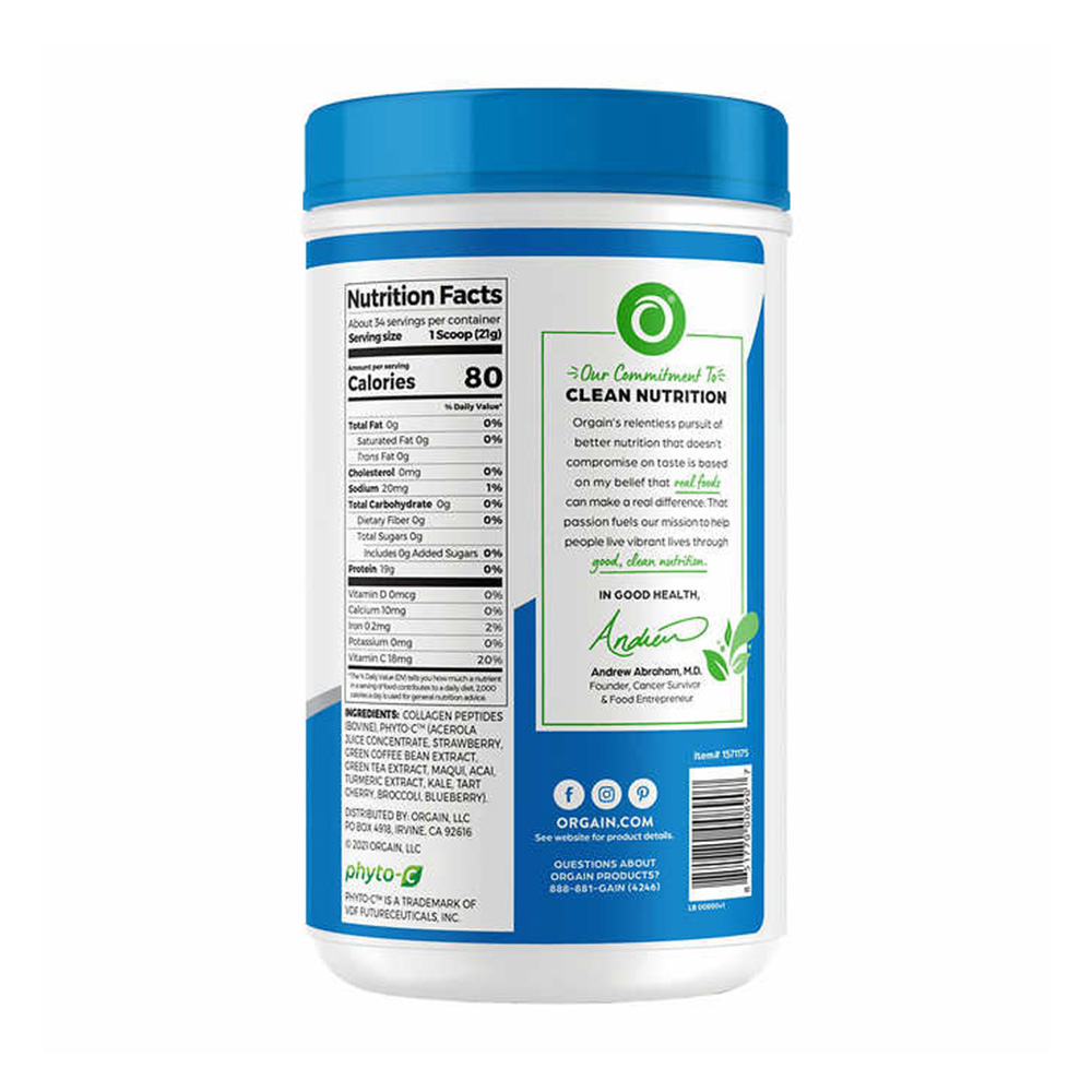 Bột thực phẩm bổ sung Collagen Orgain Collagen + Superfoods Unflavored 726g