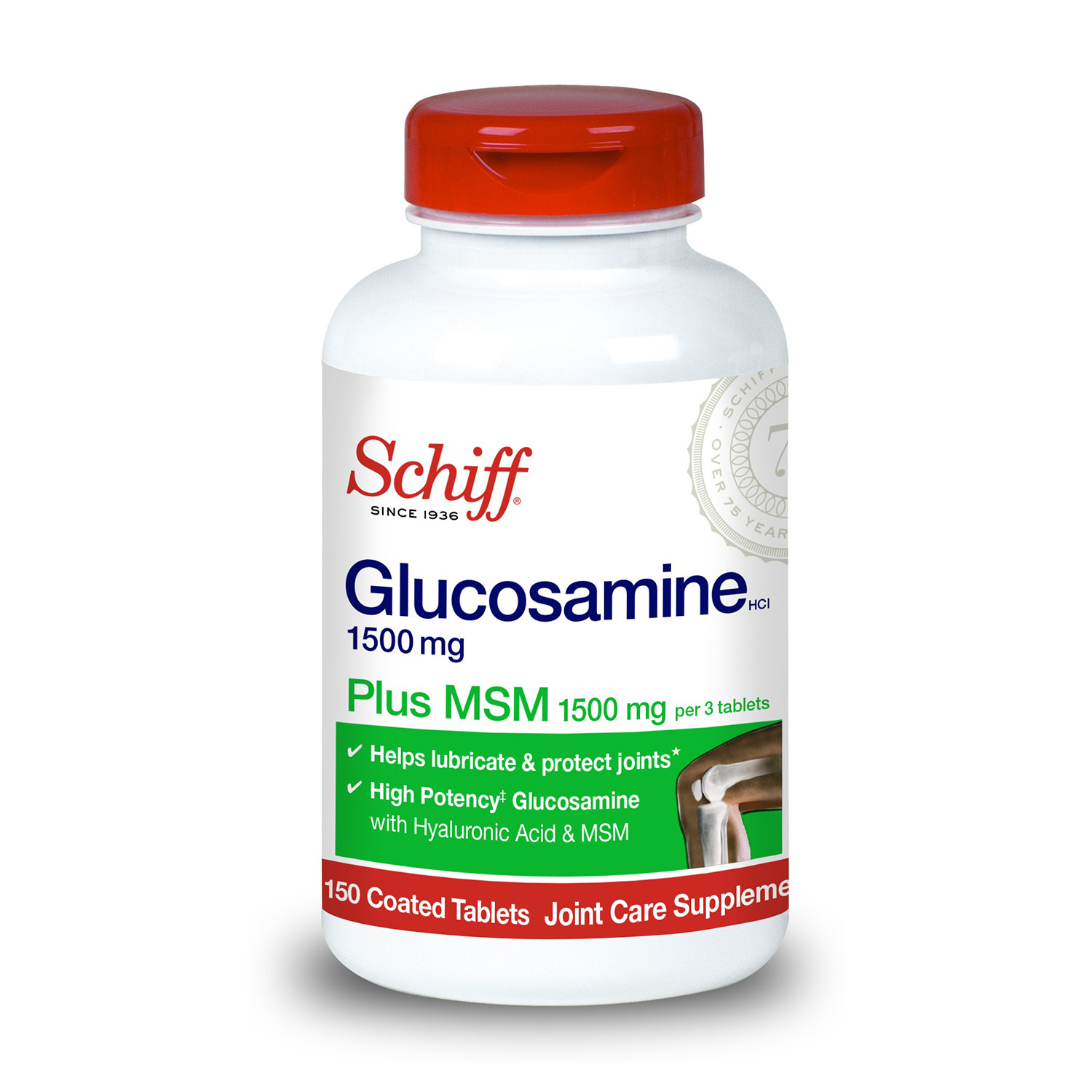 Viên uống bổ khớp Schiff Glucosamine 1500mg plus MSM hộp 150 viên của Mỹ
