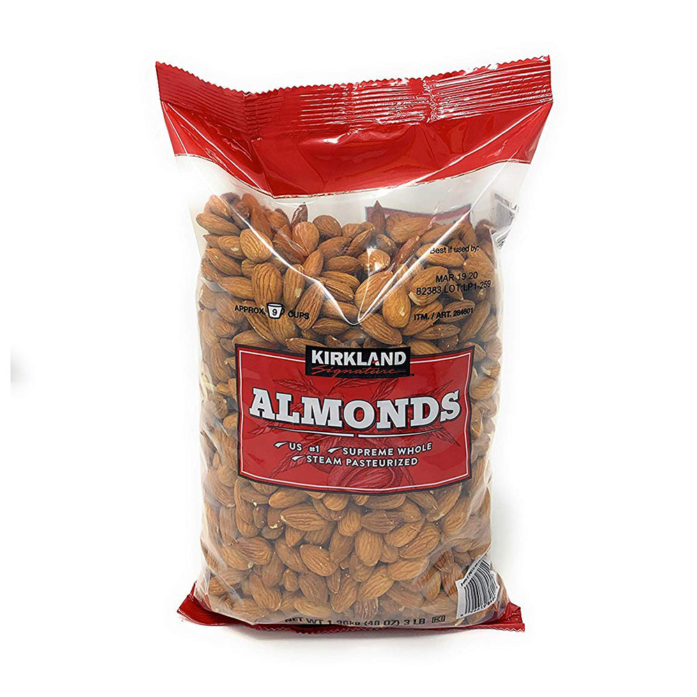 Hạt Hạnh Nhân Nguyên Hạt Không Muối Kirkland Almonds 1,36kg (Mỹ)