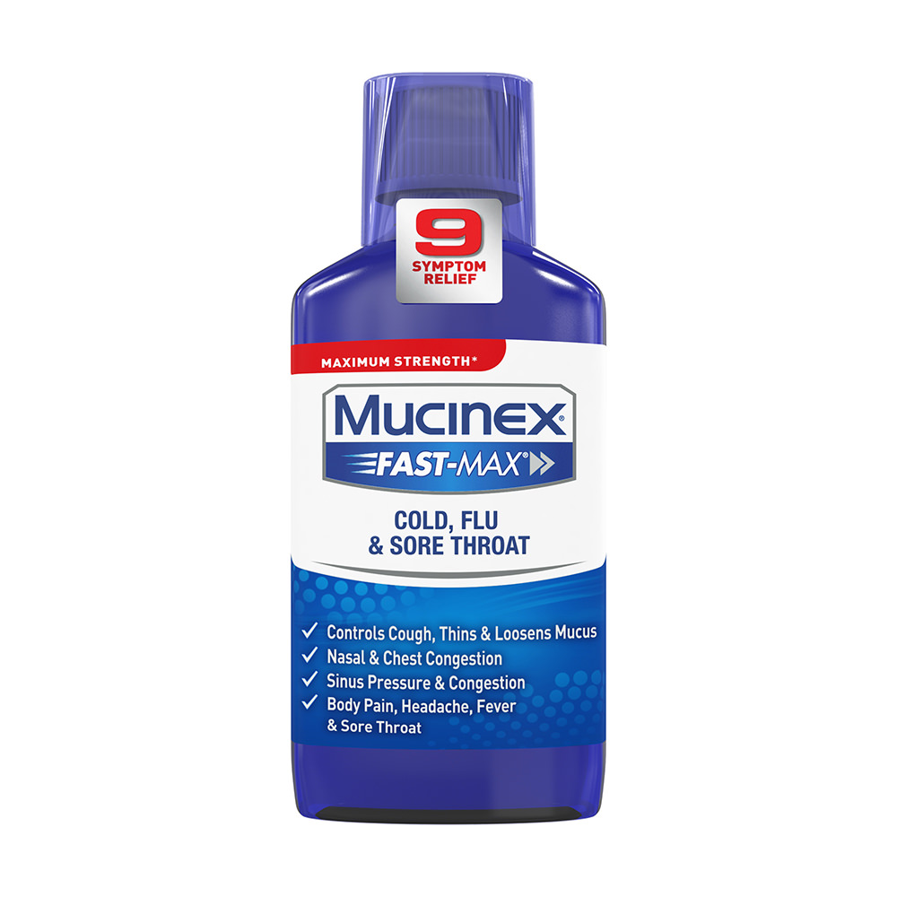 Siro ho người lớn Mucinex Fast-Max Cold, Flu, & Sore Throat Relief Liquid - Acetaminophen - 180 ml