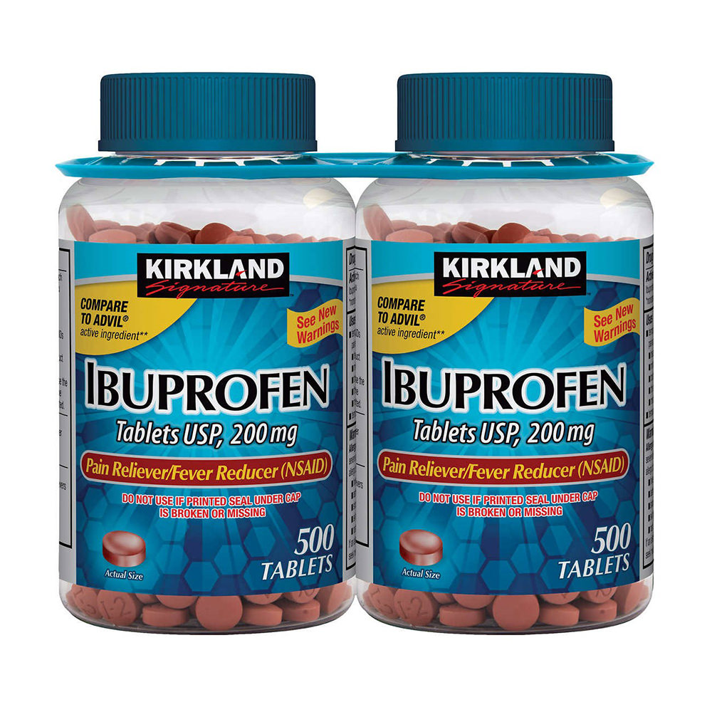 Viên giảm đau Kirkland Signature Ibuprofen 200mg 500 viên (hộp xanh)