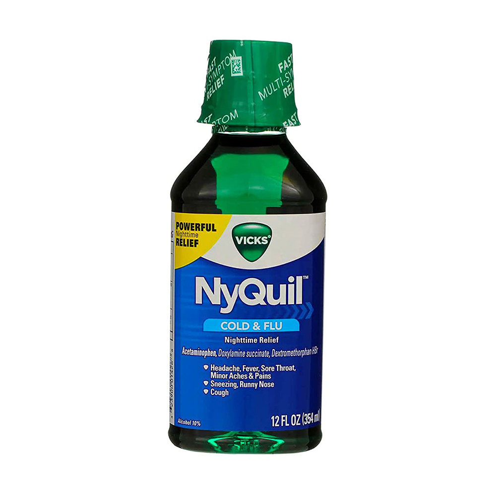Siro cảm cúm Vicks NyQuil Nighttime Cold & Flu Symptom Relief 354ml (Original) (1 chai đơn).