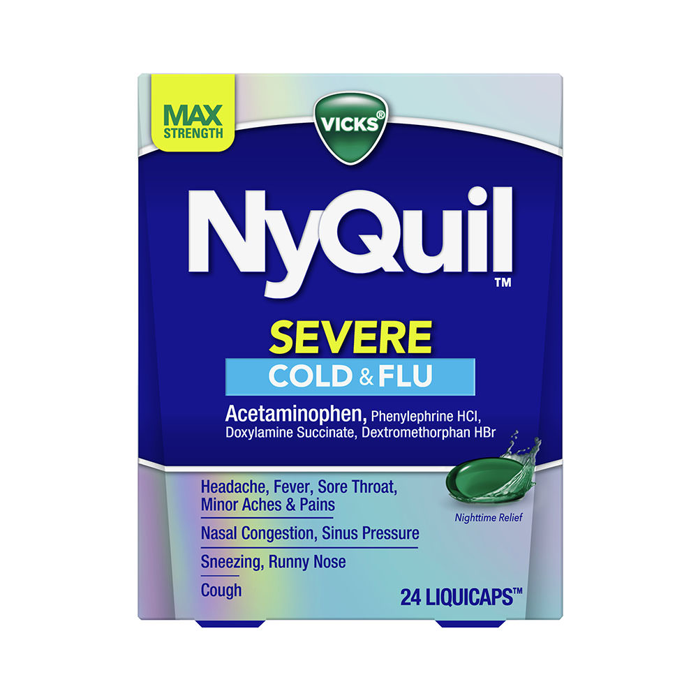Viên uống trị ho cảm cúm Vicks NyQuil Severe Cough, Cold & Flu Relief Liquicaps - Acetaminophen - 24 viên