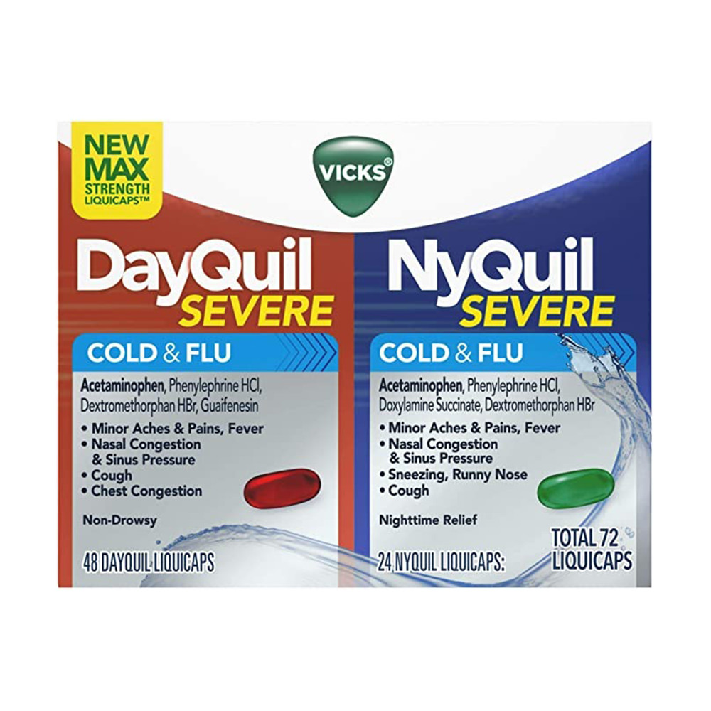 Viên trị ho và cảm cúm Vicks DayQuil & NyQuil Severe 72 viên