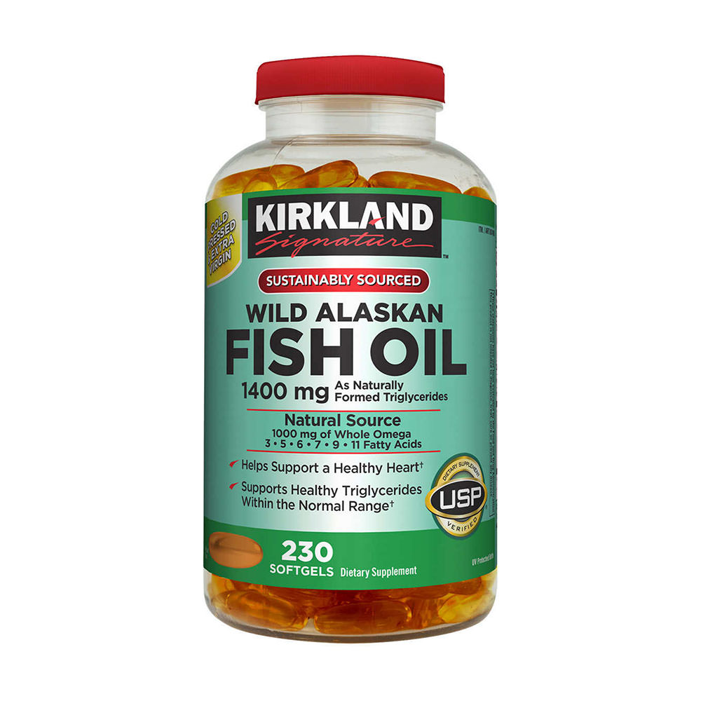 Viên uống Dầu Cá Alaska Kirkland Signature Wild Alaskan Fish Oil 1400 mg 230 viên của Mỹ