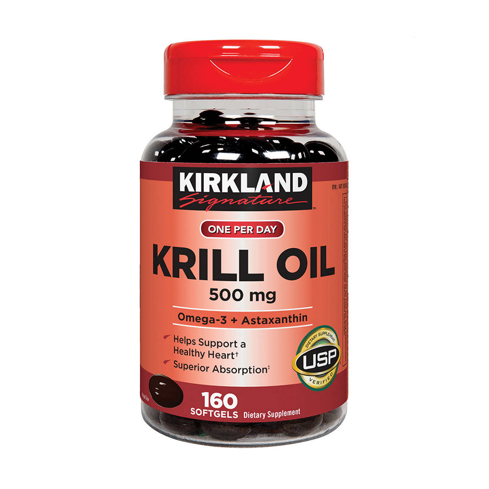 Dầu nhuyễn thể (dầu tôm) Kirkland Signature Krill Oil 500mg 160 viên