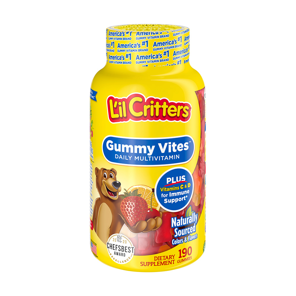 Kẹo gấu tăng cường đề kháng bổ sung Vitamin C L'il Critters Immune C Dietary Supplement Gummies - Fruit - 190 viên.